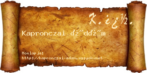 Kapronczai Ádám névjegykártya